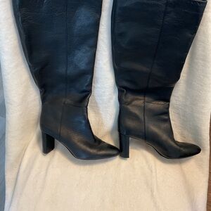 Essex Lane Black Tall Leather Heeled Boots